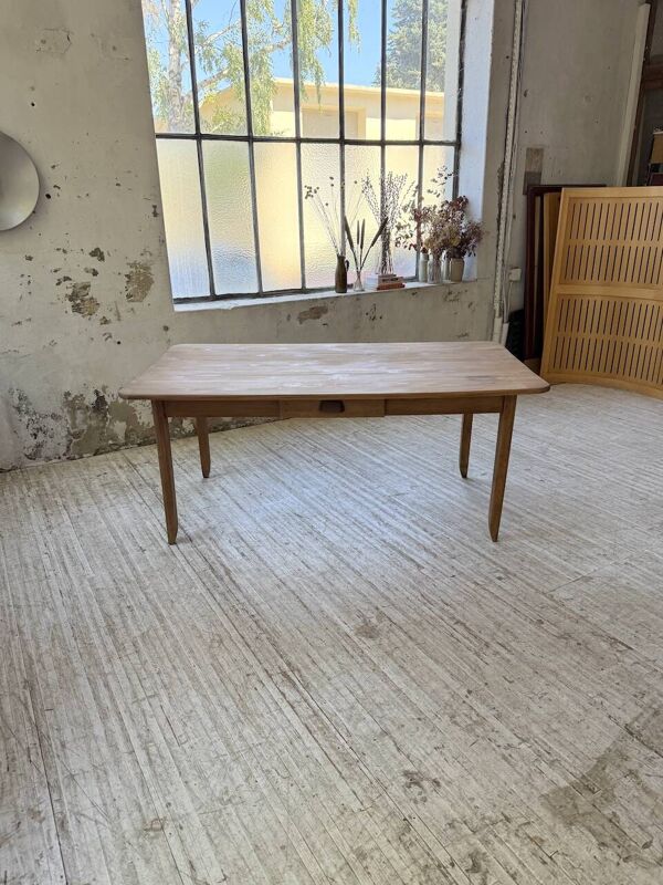 Table de ferme hêtre et pin pieds fuseaux 170 cm