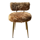 Vintage 1970s ochre pelfran fur chair