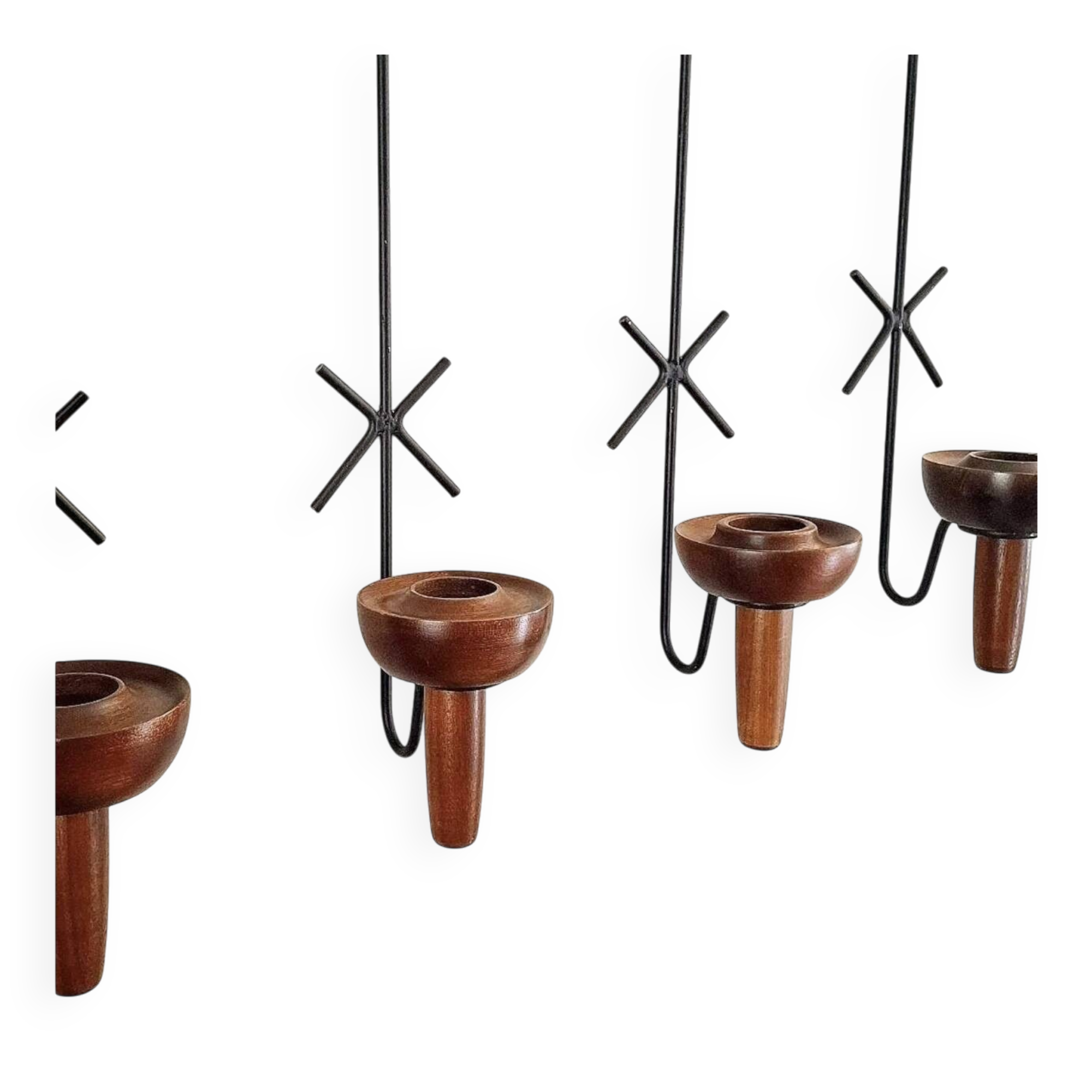 Vintage TEAK WALL SCONCE / lampett, candle holder, stylish, set of 4, 50s