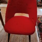 Red fur armchair from the 60s/70s