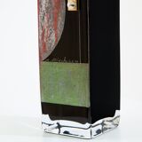 Vase Art Déco en verre opalin noir vert et rouge Anatole Riecke 1946