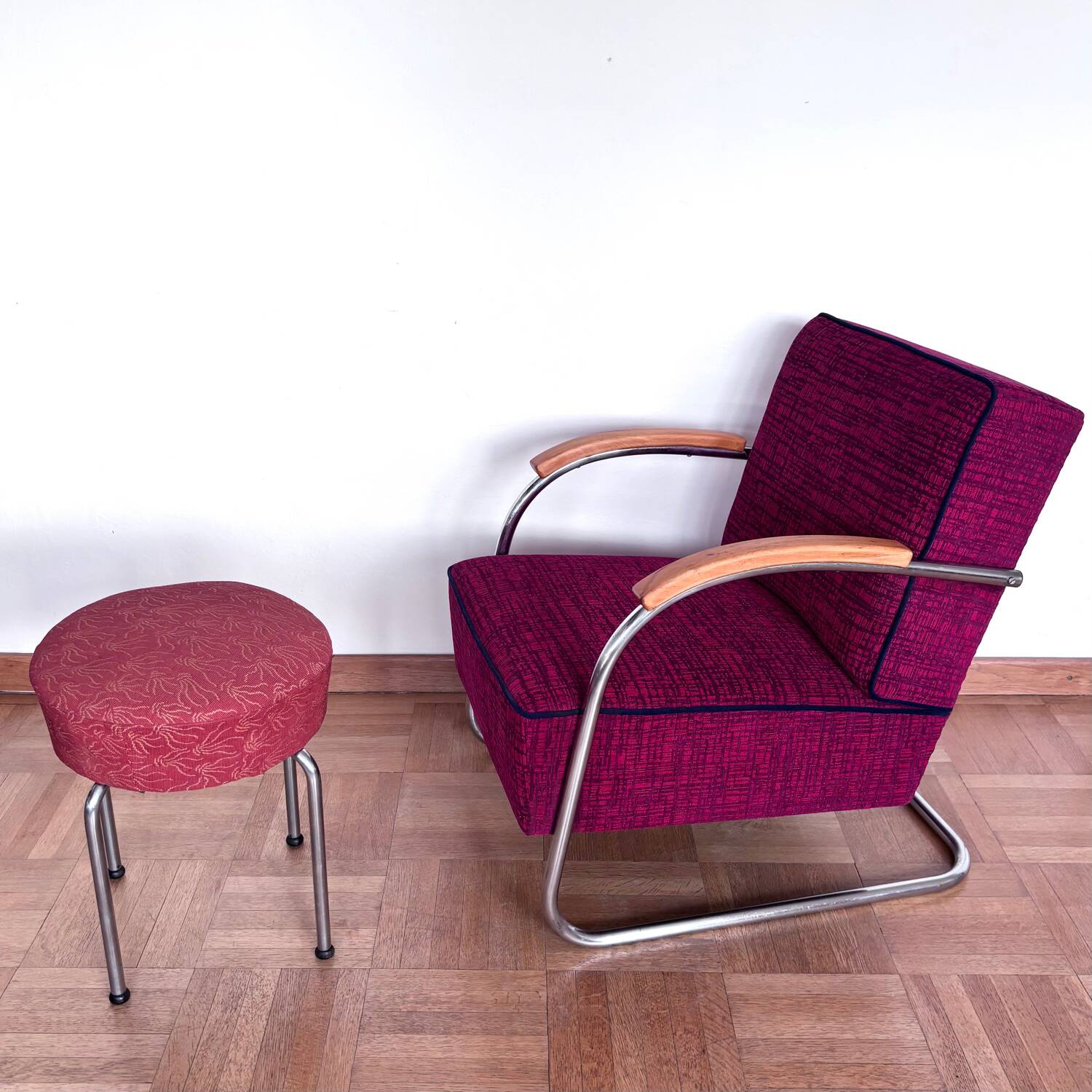 Functionalist armchair, restored, Czechoslovakia