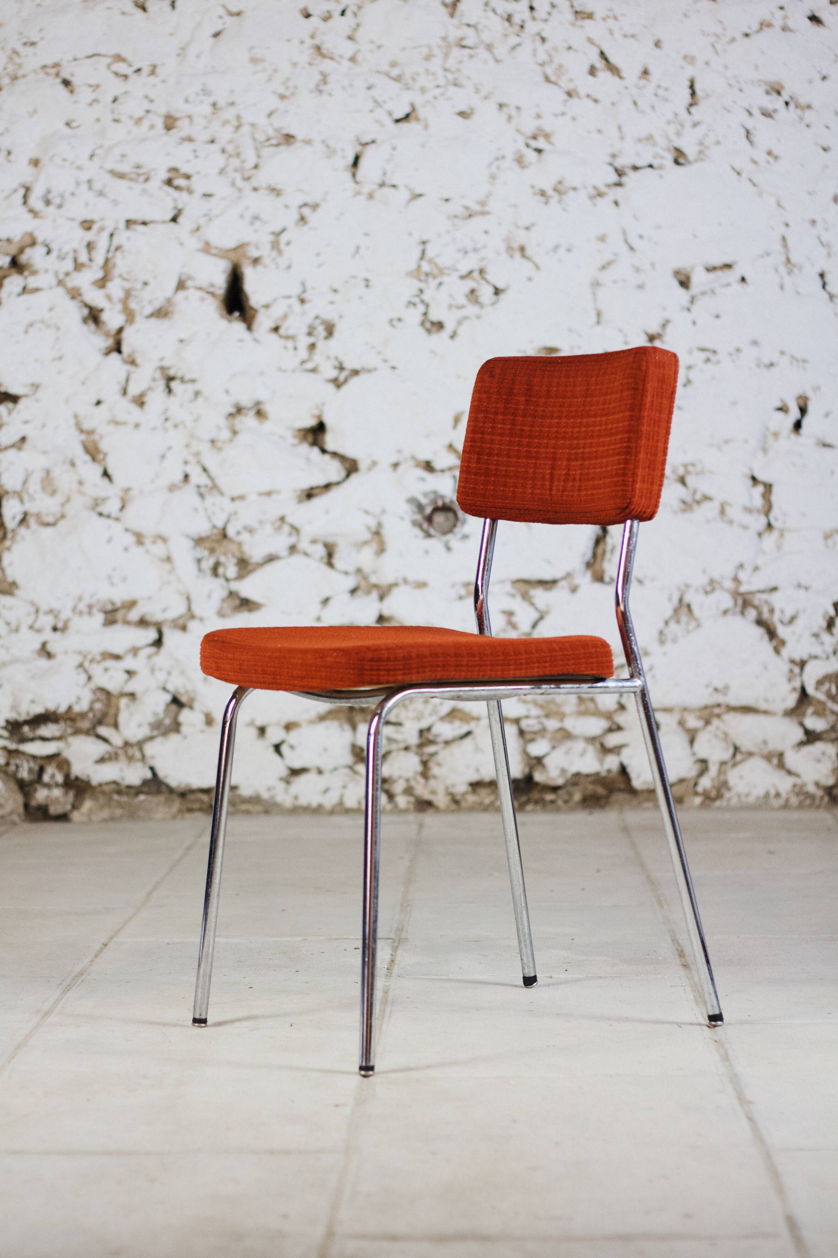 Vintage orange velvet chair, 1970