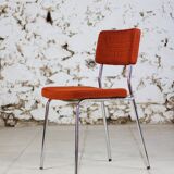 Vintage orange velvet chair, 1970