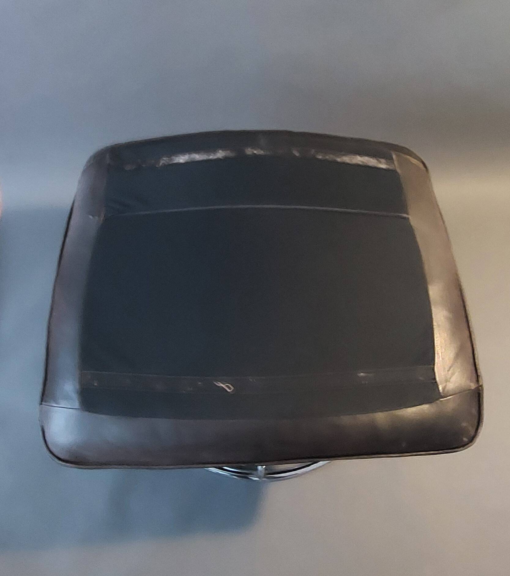 Vintage black leather ottoman by Ake Fribytter for Nelo Möbel, Sweden 1970s.