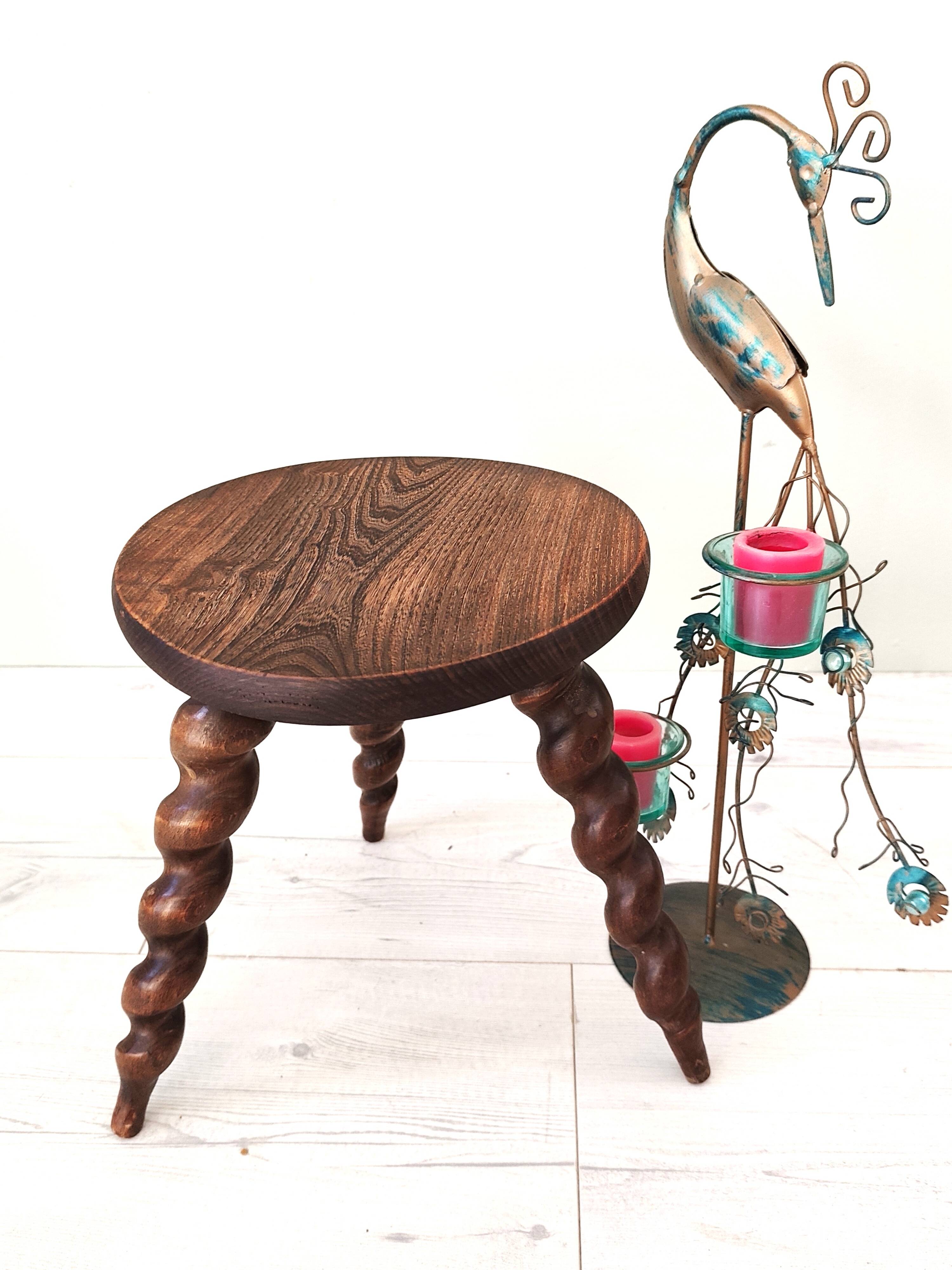Solid wood milking stool