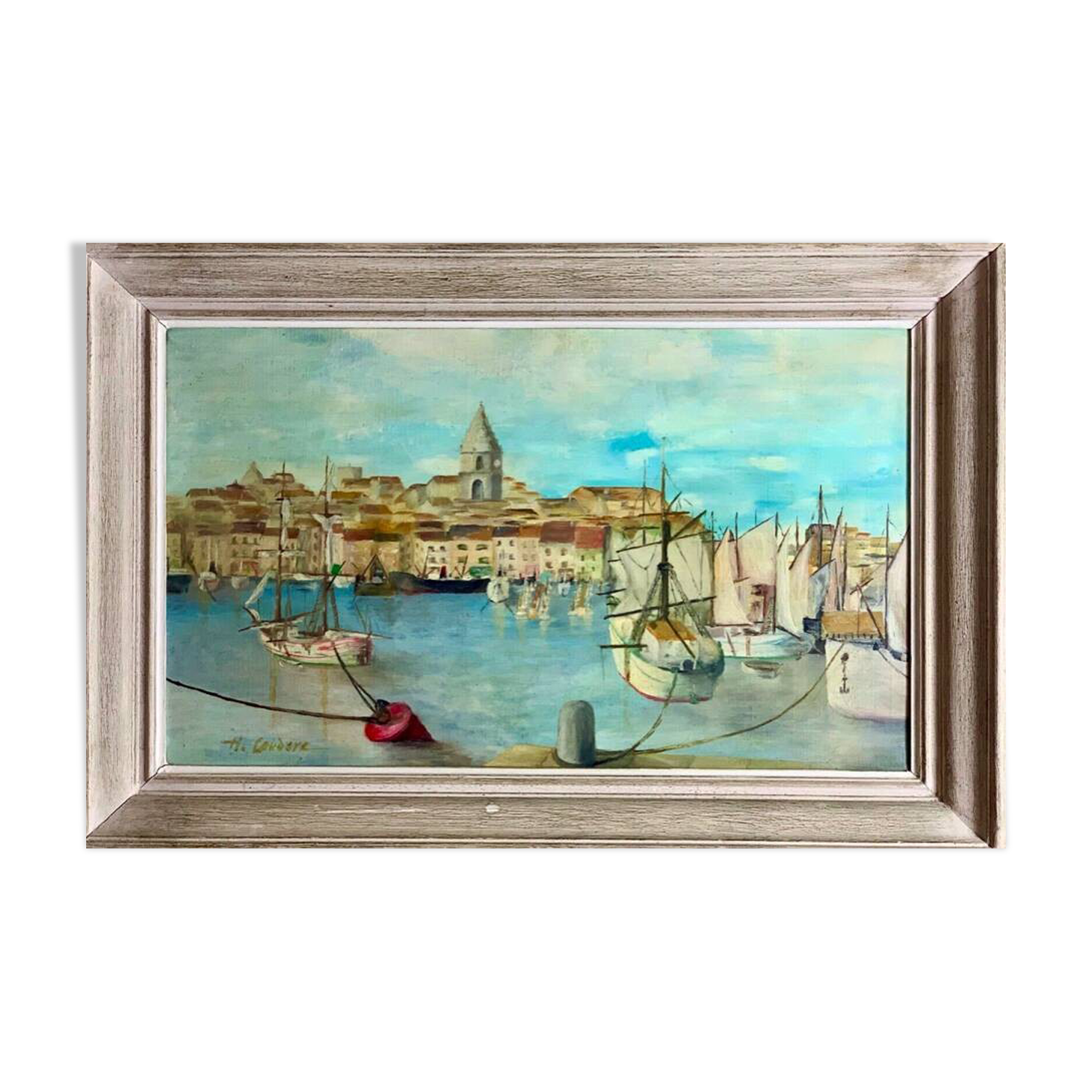 Oil on canvas representing "The old port of Marseille" signed H.CONDORE