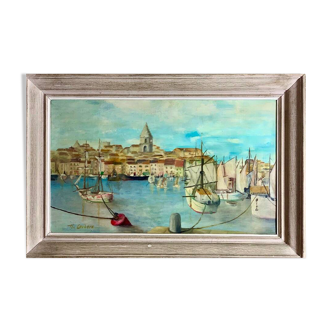 Oil on canvas representing "The old port of Marseille" signed H.CONDORE