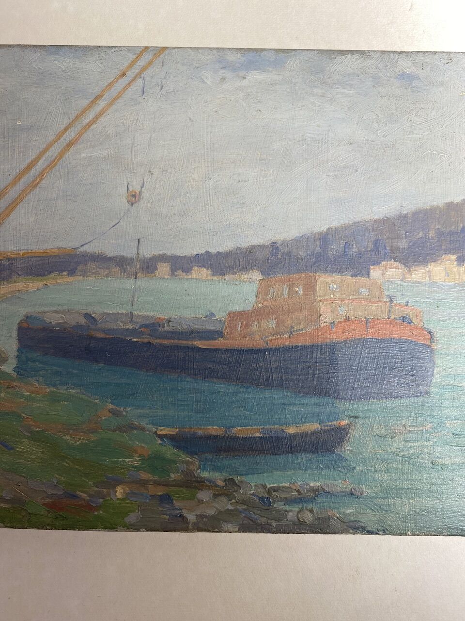 Marine, barge at the quayside, workshop stamp early twentieth century