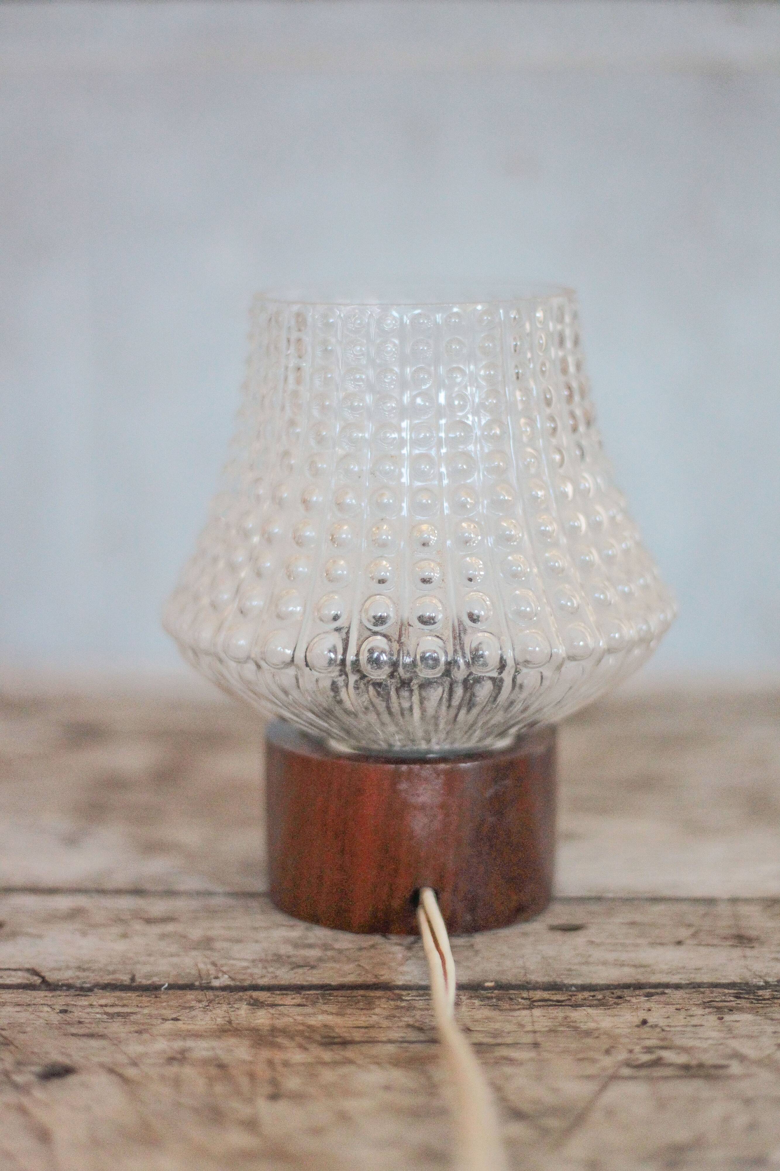 Vintage table lamp, Philips lamp, wood and glass lamp