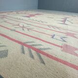 Vintage kilim rug, wool and cotton, folk art style, Poland, 1970s