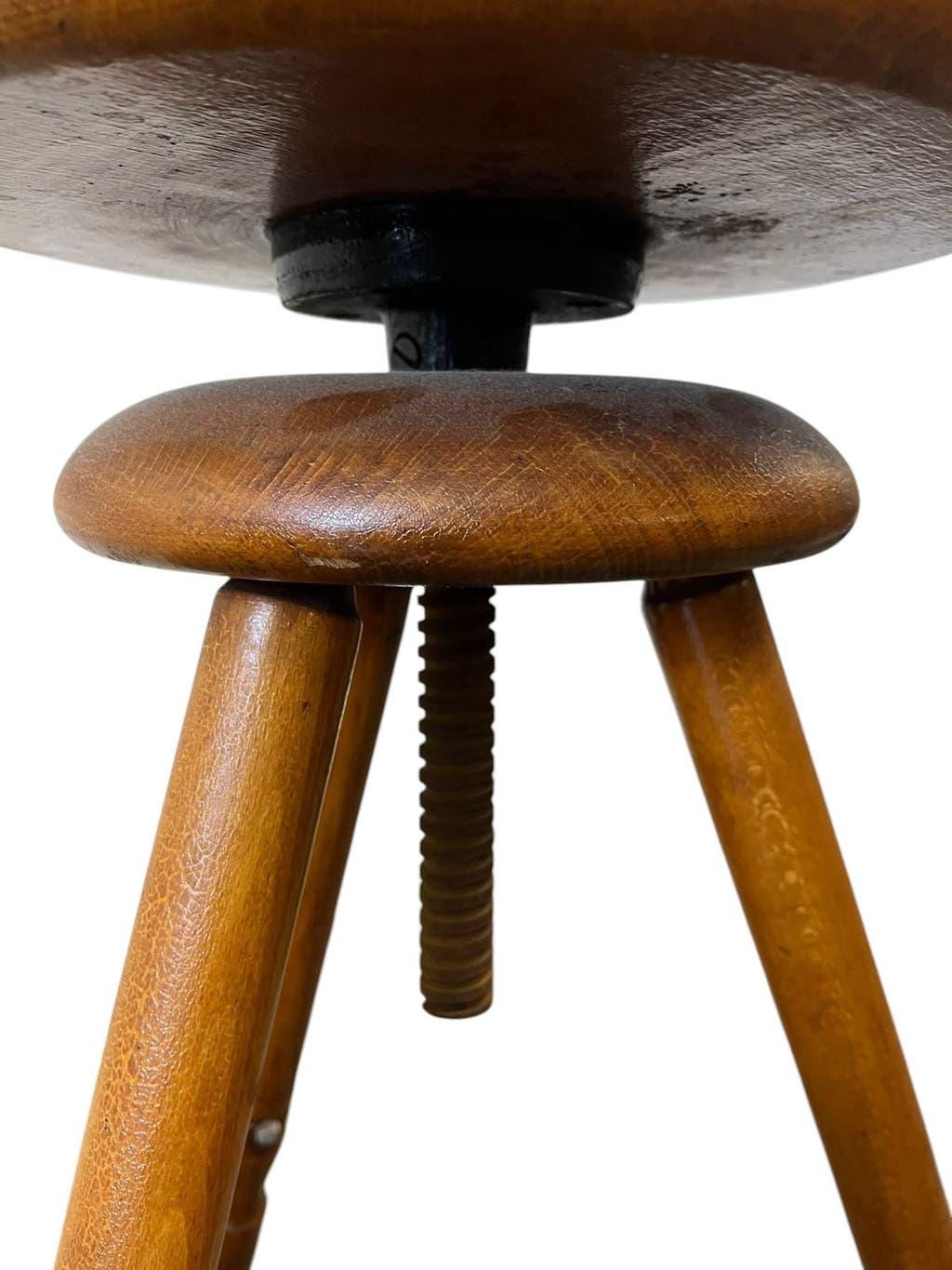 Vintage industrial workshop/work stool in wood