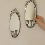 Pair of Swedish Tin Wall Sconces, Mid-Century Style with Mirror by Svenskt - Tenn