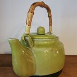 Teapot in glazed stoneware and bamboo