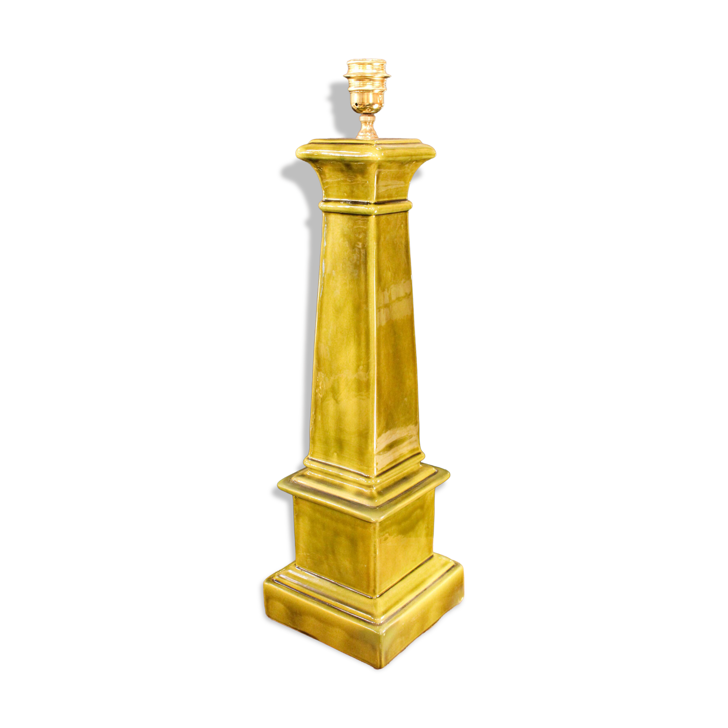 Green glazed ceramic lamp, Manises