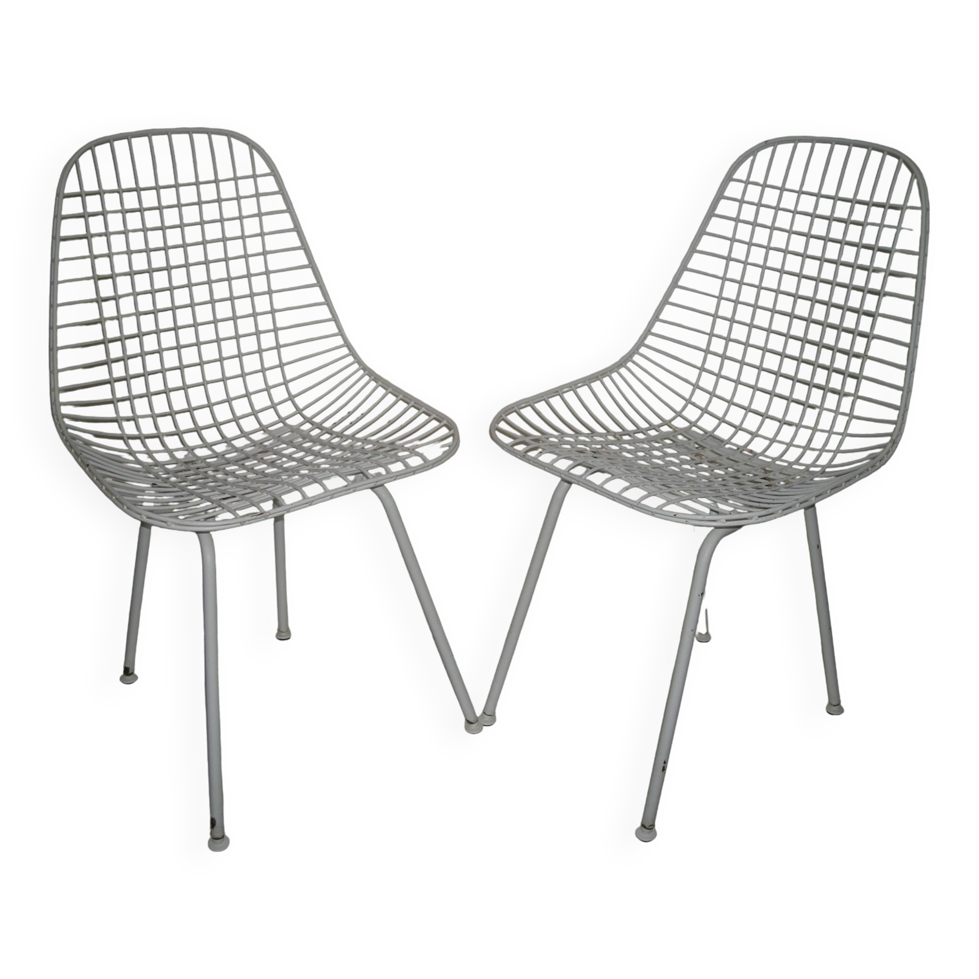 Paire de chaises Eames Wire DKX des années 50 - 60