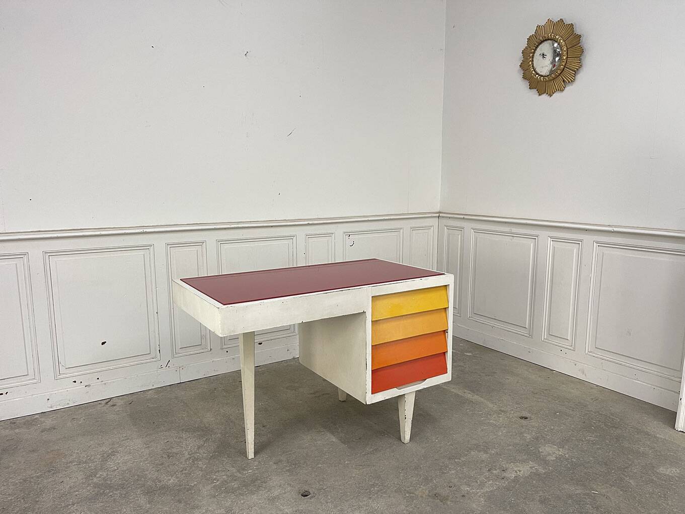 Sixties desk in wood and glass