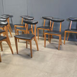 Mid-century Belgian dining chairs, set of 10, 1960s