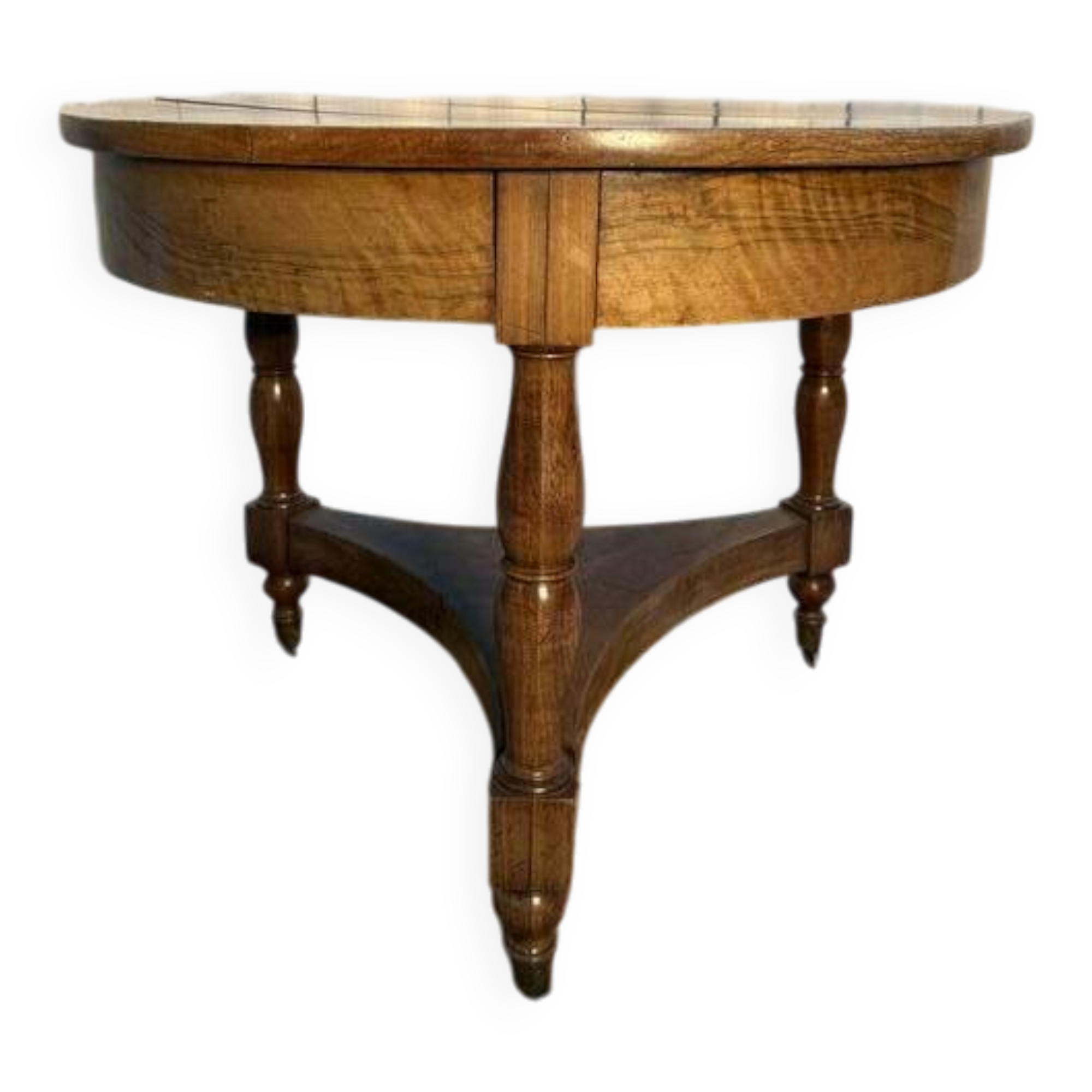 Table ronde d'appoint - Guéridon époque Louis Philippe en noyer massif