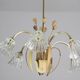 Art Deco Murano Glass and Brass Chandelier, 6 light, 1950