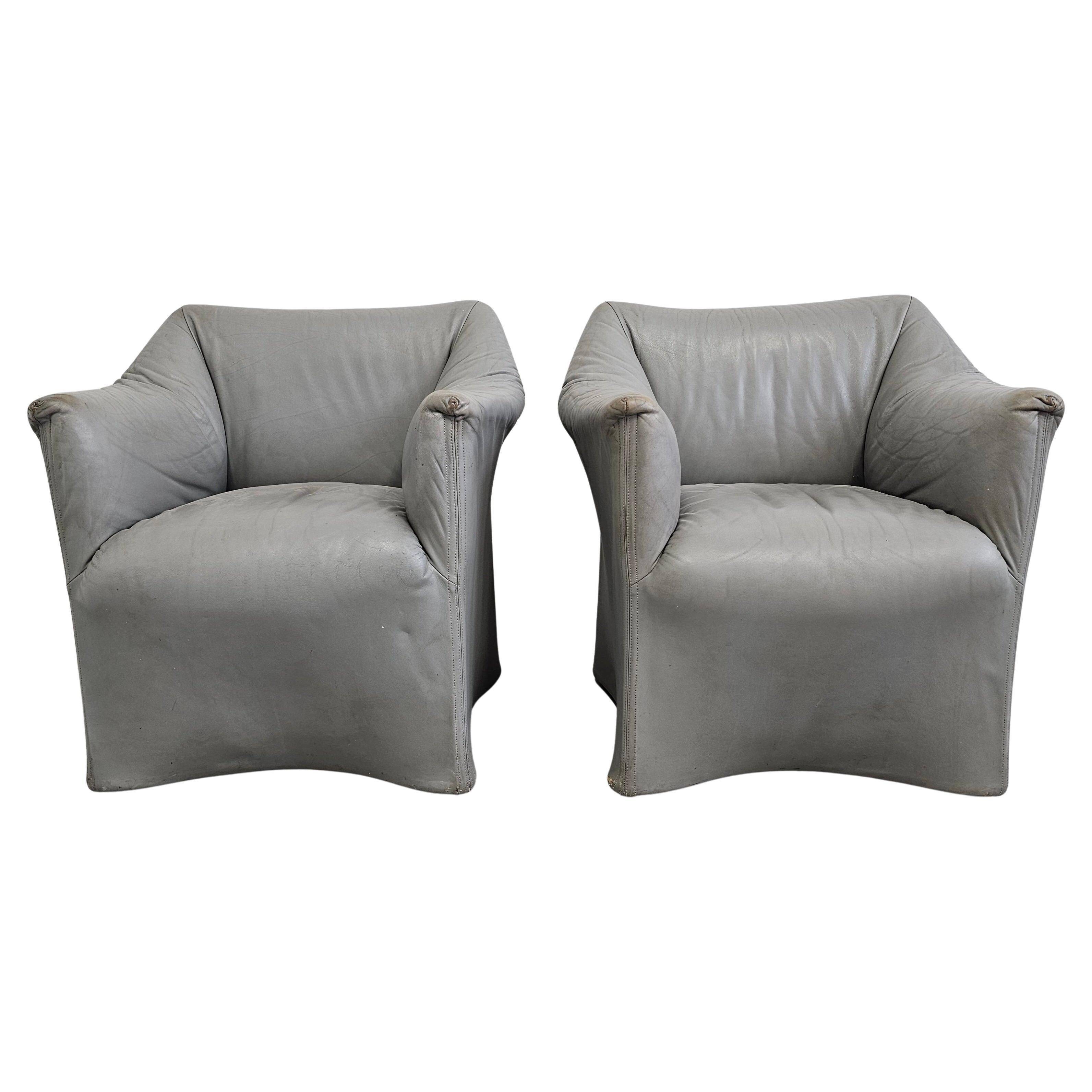 Postmodern leather armchairs Tentazione by Mario Bellini for Cassina.