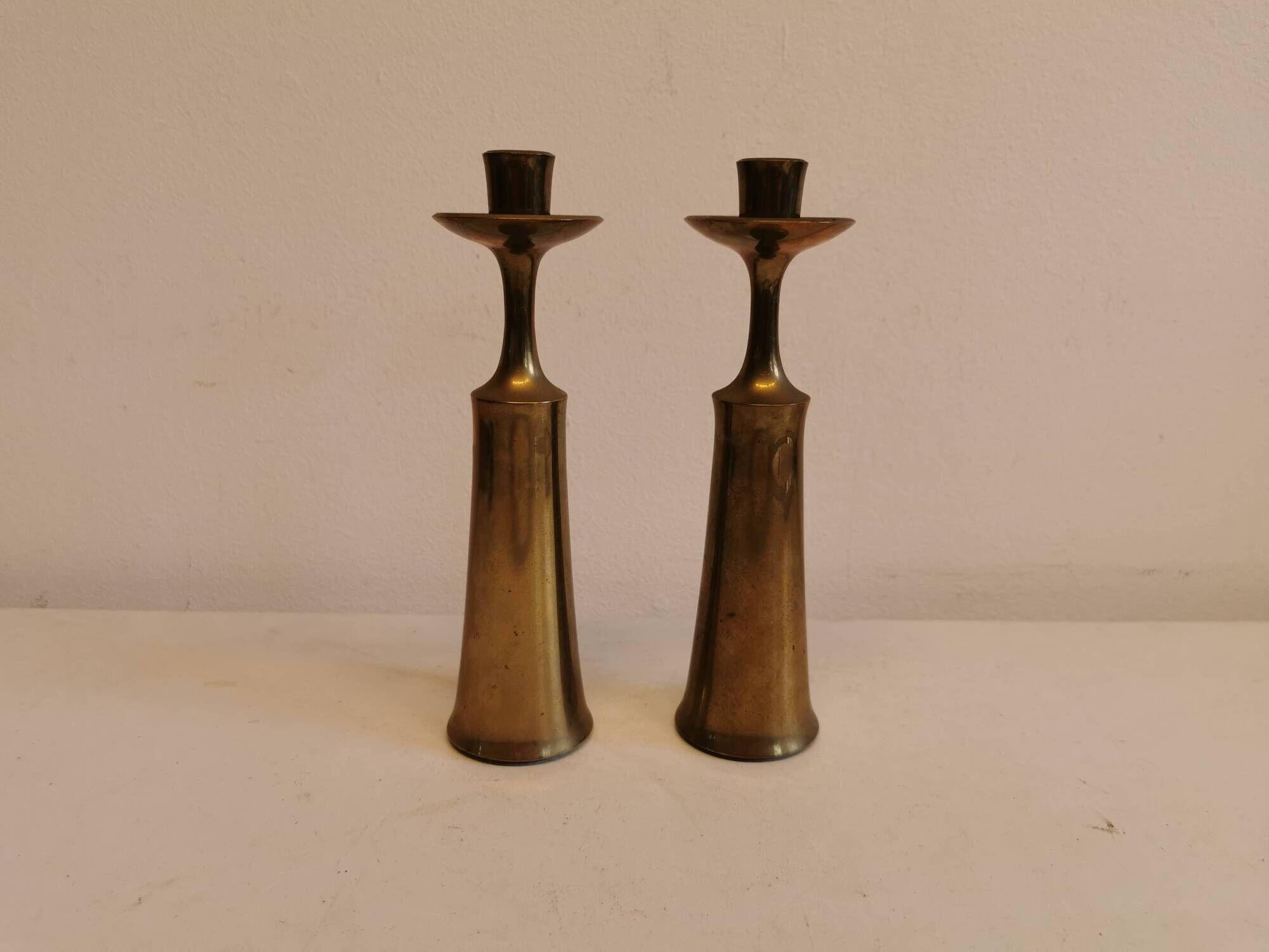 Candle holders in solid brass, by jhq (jens harald quistgaard) for his own company - dansk design