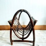 Vintage rattan magazine rack, 1970s