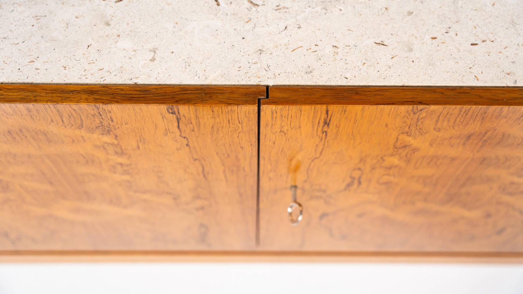 Mid-Century Modern Sideboard, Wood and Travertine, 1970s