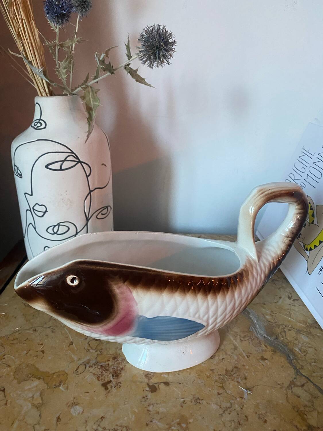 Vintage Badonviller porcelain sauce boat