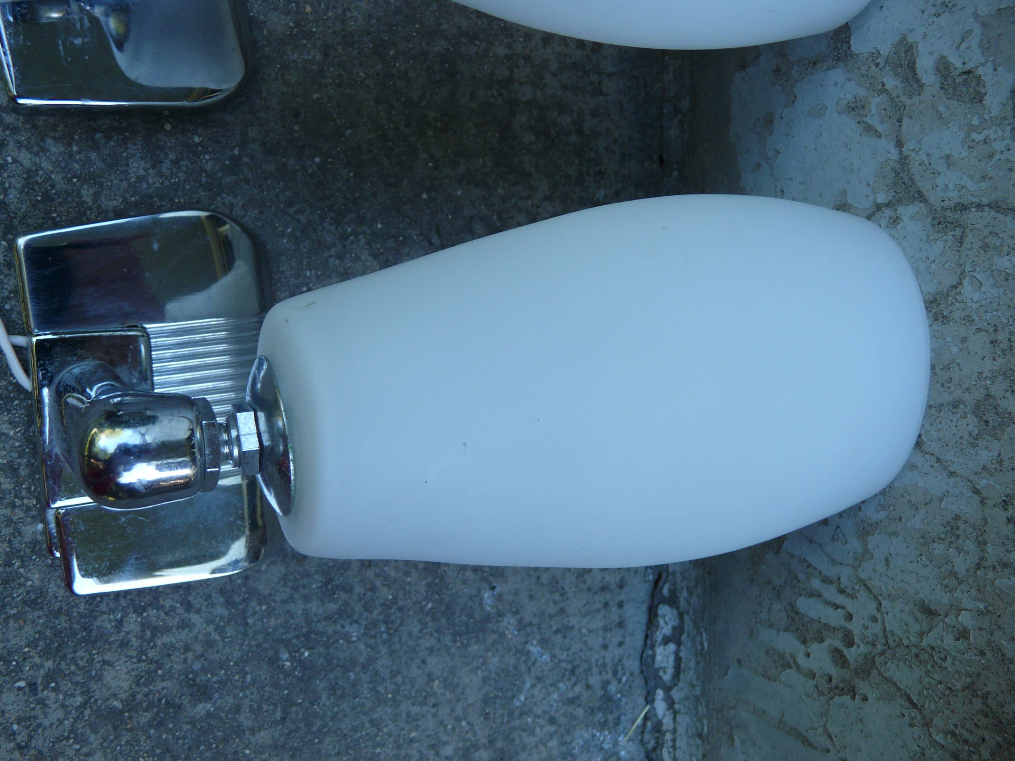 Pair of INDA adjustable white opaline chrome wall lights