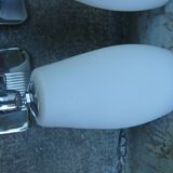 Pair of INDA adjustable white opaline chrome wall lights