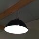 Set of 10 large industrial enamelled metal pendants.