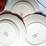 Assiettes plates anciennes dépareillées en faïence terre de fer
