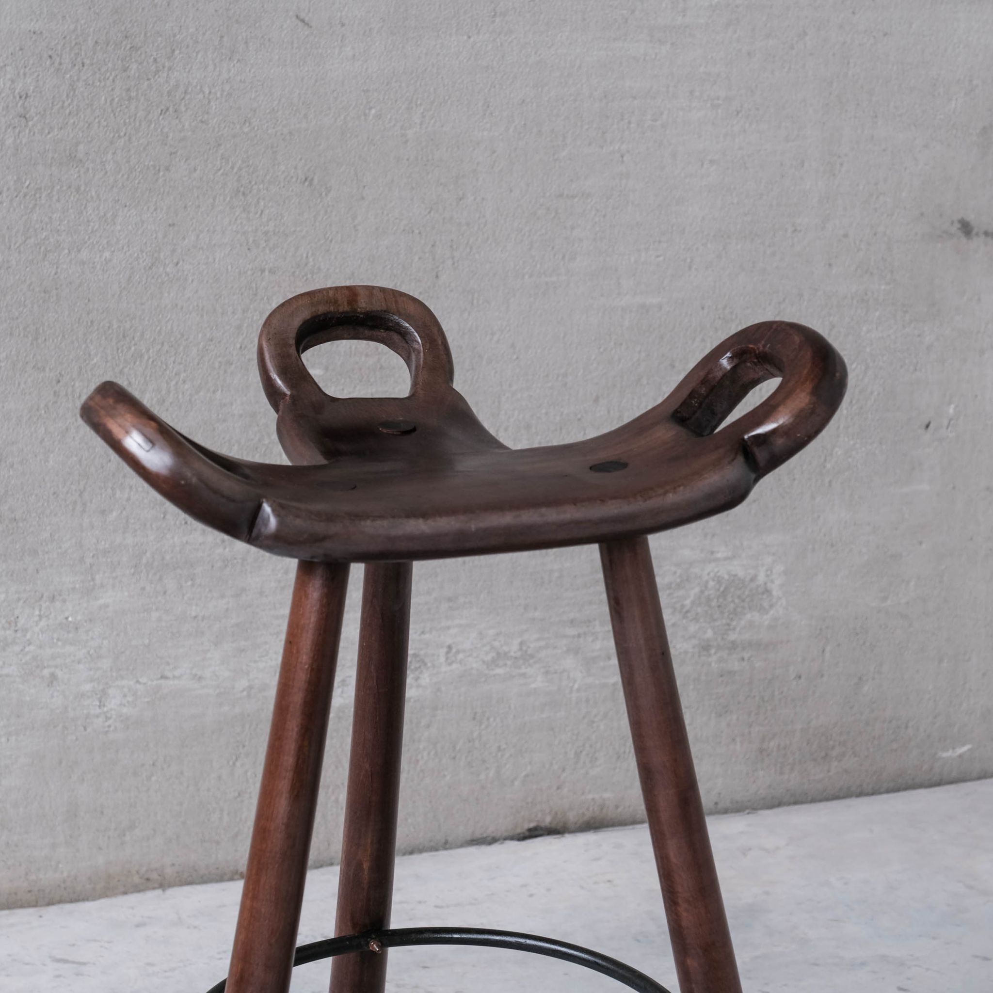 Brutalist Mid-Century 'Marbella' Bar Stool (2 Available)