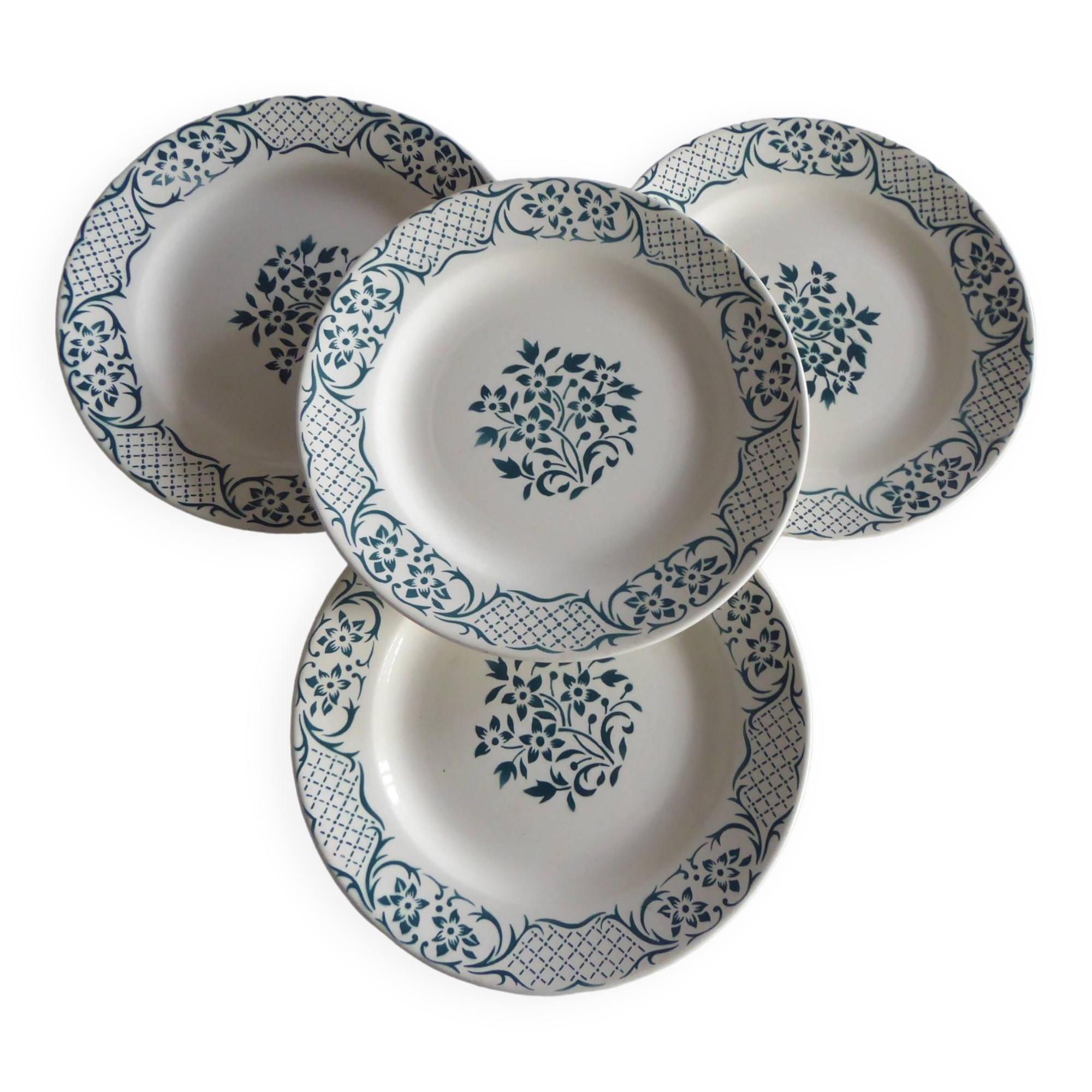 Set of 4 Digoin Sarreguemines dessert plates Versailles model