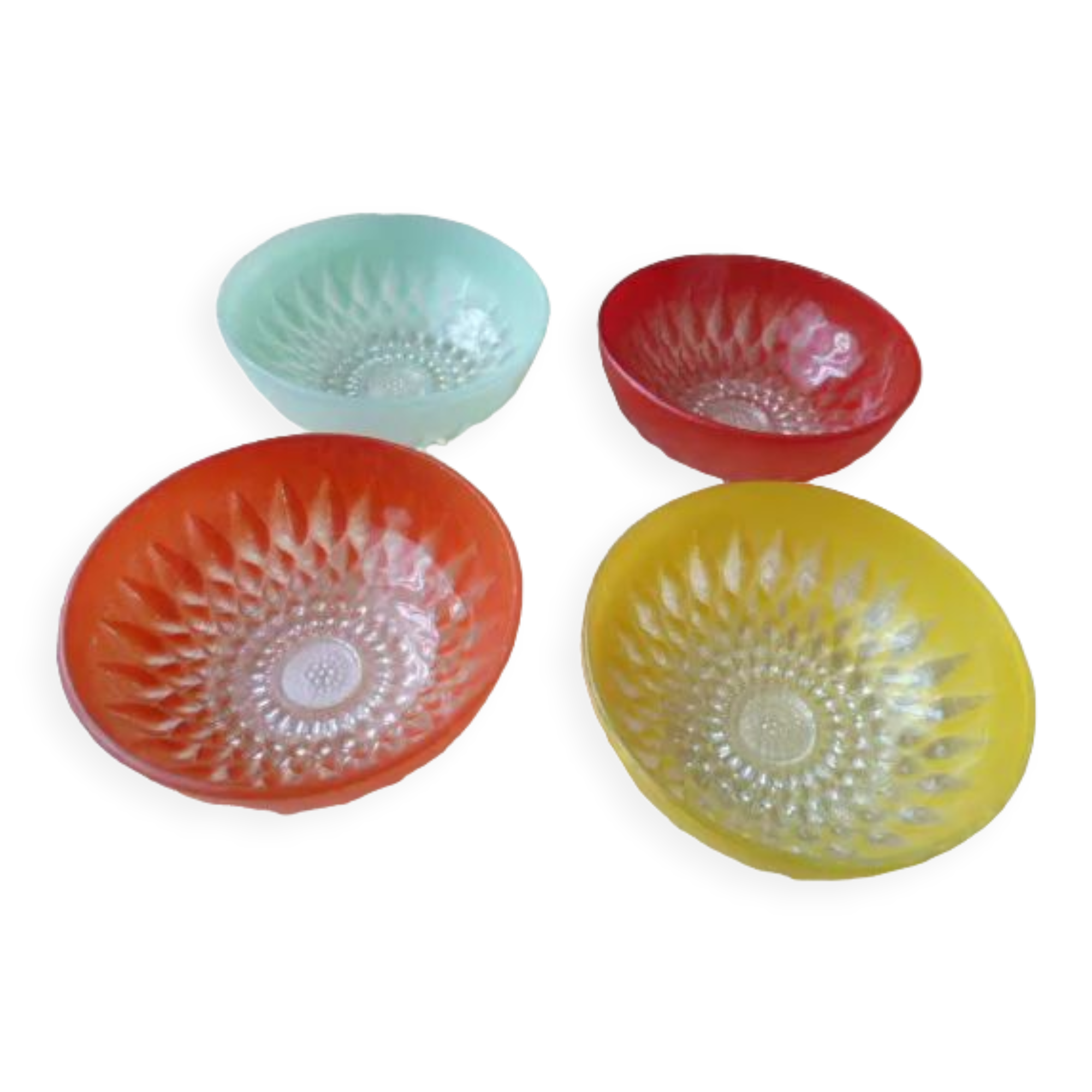 Set de 4 coupelles en verre vintage années 60-70