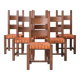 Set of Six Leather and Oak Mid-Century Dutch Dining Chairs