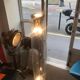 Large vintage space age globe glass and brushed steel lamppost