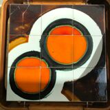 70's teak and ceramic coffee table