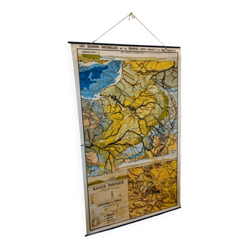 Carte scolaire 1940 "bassin parisien" 120x200 cm