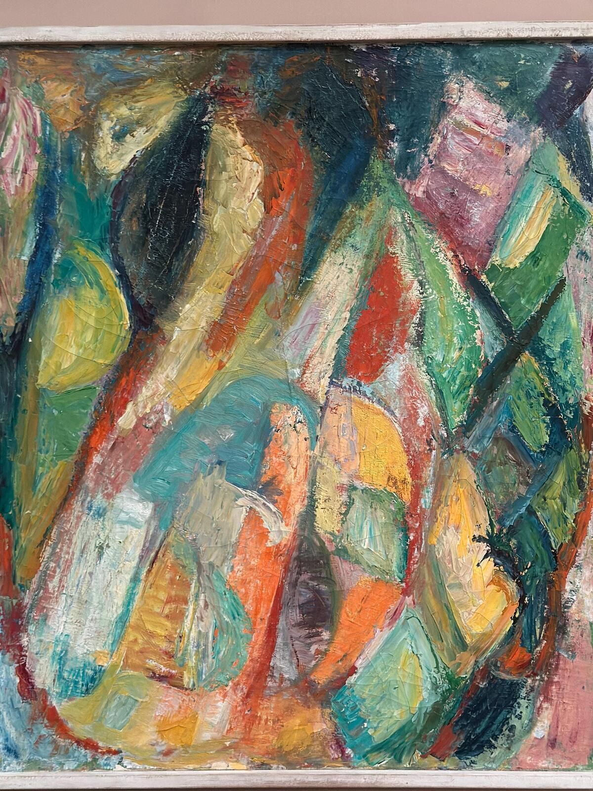 Original Danish Oil on Canvas – “Abstract Composition” – Vintage & Framed