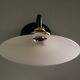White opaline wall light - brass socket and arm, metal support