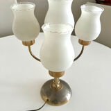 Vintage table lamp with 5 lights – frosted glass and gold metal