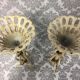 Pair of candlesticks patinated cast iron renaissance design