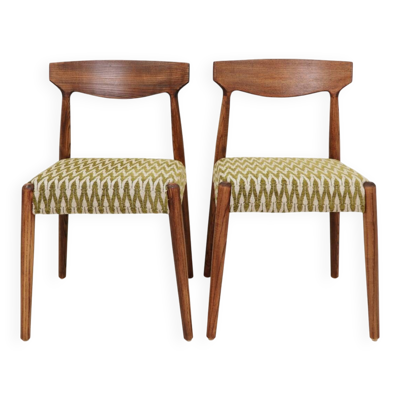 Ensemble de 2 chaises de salle à manger en bois massif, vert cendré, tissu jacquard.