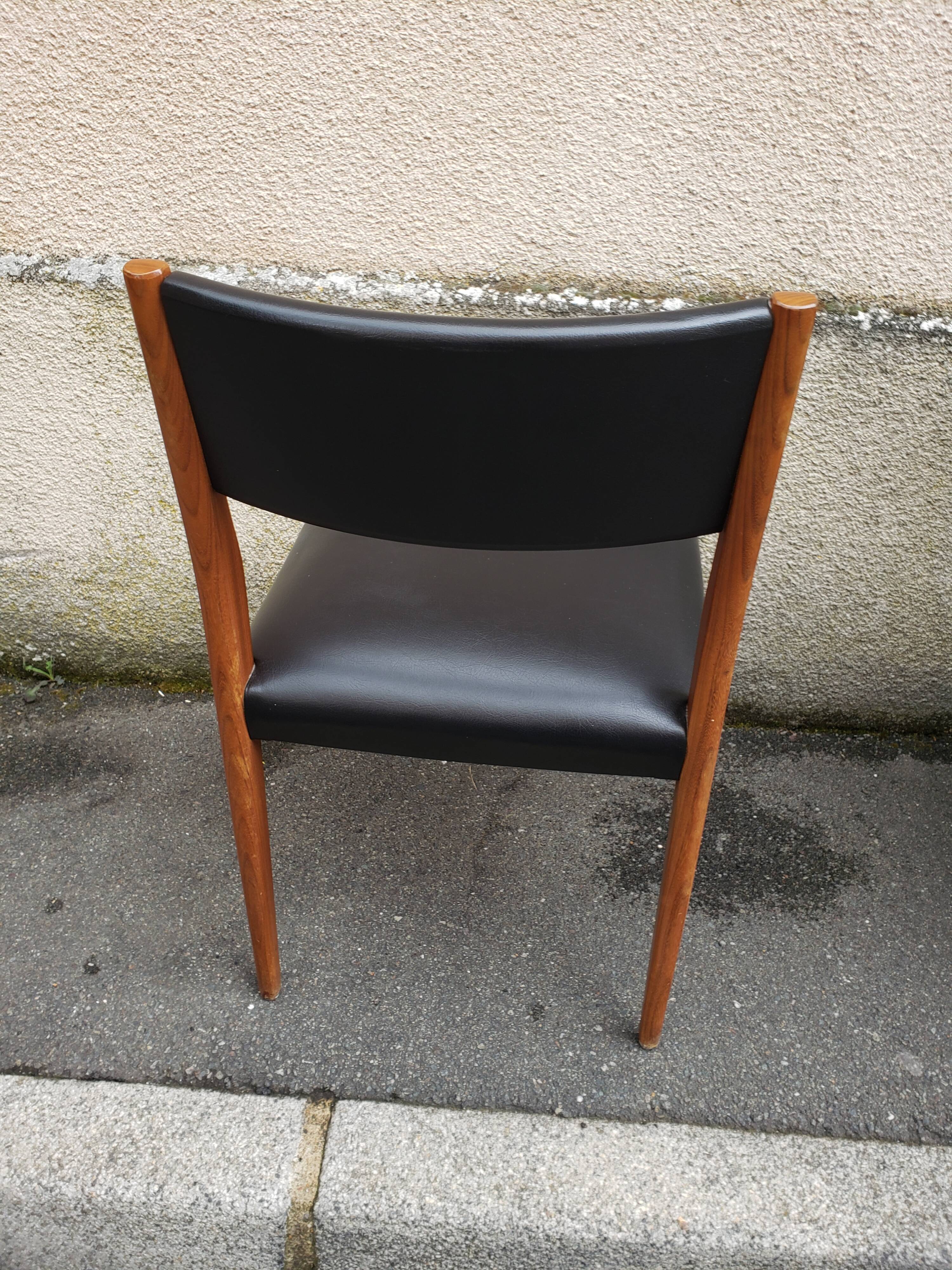 6 scandinavian black and beech chairs