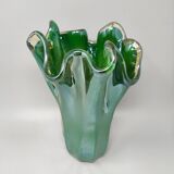1970s Exquisite "Fazzoletto" Murano Glass Vase by Dogi. Made in Italy