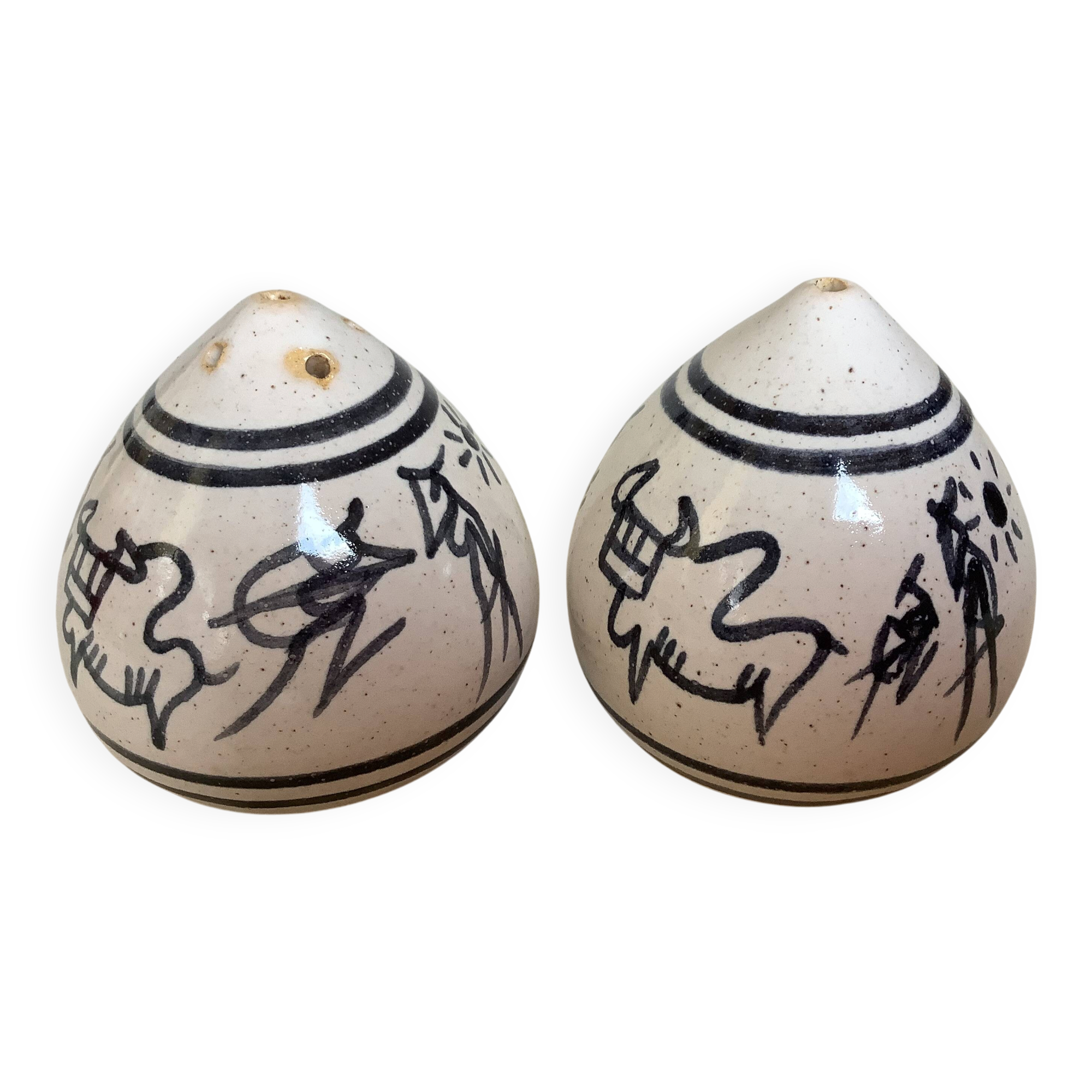 Hand-decorated ceramic salt and pepper shakers