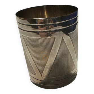 Art deco style silver metal tumbler