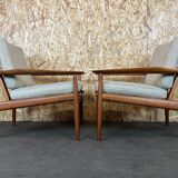Pair of teak easy armchairs by Svend Aage Eriksen for Glostrup
